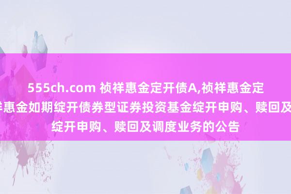 555ch.com 祯祥惠金定开债A，祯祥惠金定开债C: 对于祯祥惠金如期绽开债券型证券投资基金绽开申购、赎回及调度业务的公告