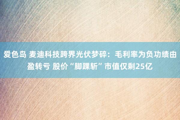 爱色岛 麦迪科技跨界光伏梦碎：毛利率为负功绩由盈转亏 股价“脚踝斩”市值仅剩25亿