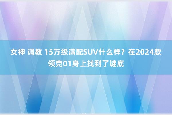 女神 调教 15万级满配SUV什么样？在2024款领克01身上找到了谜底