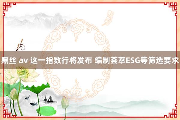 黑丝 av 这一指数行将发布 编制荟萃ESG等筛选要求