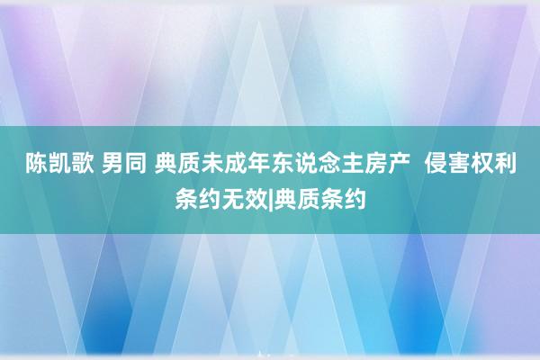 陈凯歌 男同 典质未成年东说念主房产  侵害权利条约无效|典质条约