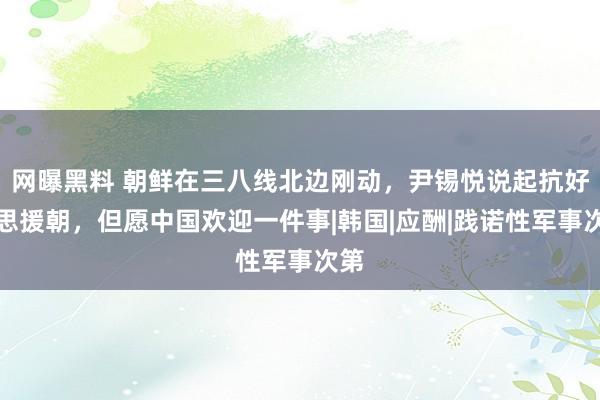 网曝黑料 朝鲜在三八线北边刚动，尹锡悦说起抗好意思援朝，但愿中国欢迎一件事|韩国|应酬|践诺性军事次第